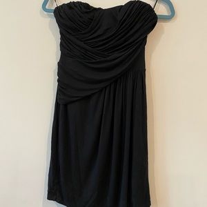 Strapless black cocktail dress